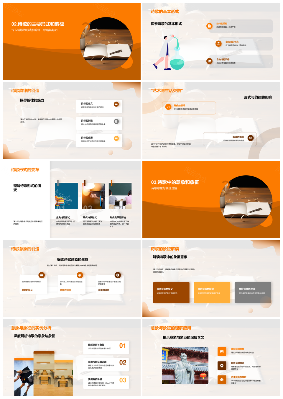 诗歌艺术韵律意象象征情思探析PPT模板