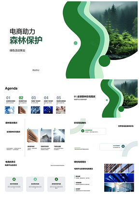 电商植树节销售种树助力森林保护PPT模板