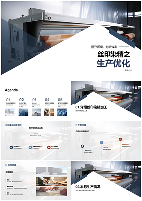 丝印染精加工生产优化月度总结汇报PPT模板