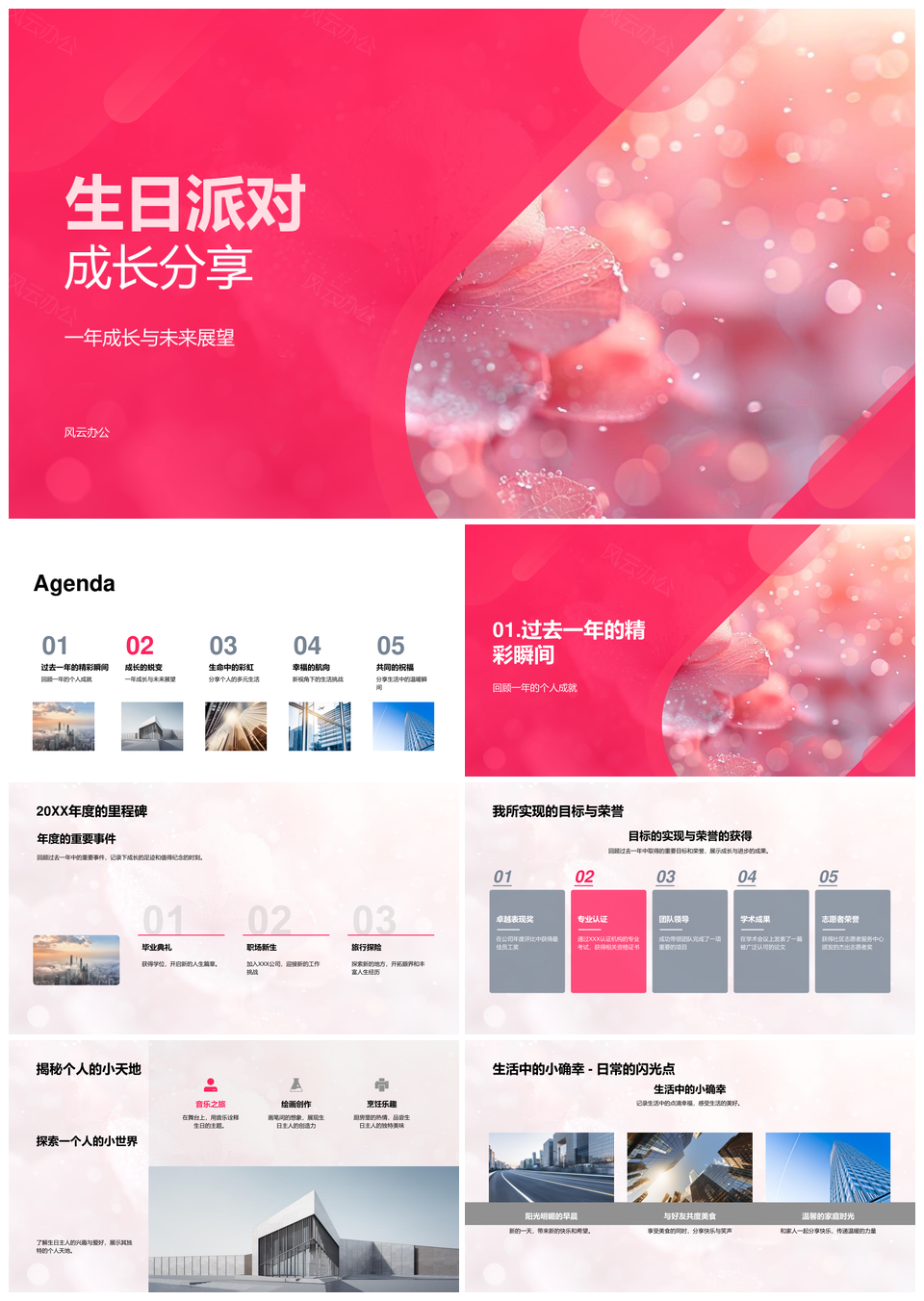 生日派对成长里程碑成就目标兴趣挑战自我提升PPT模板