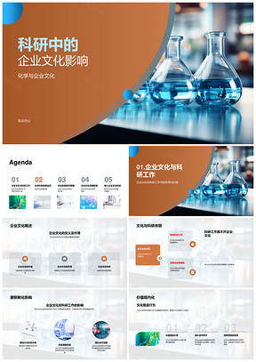 企业文化驱动化学生物医疗科研发展PPT模板