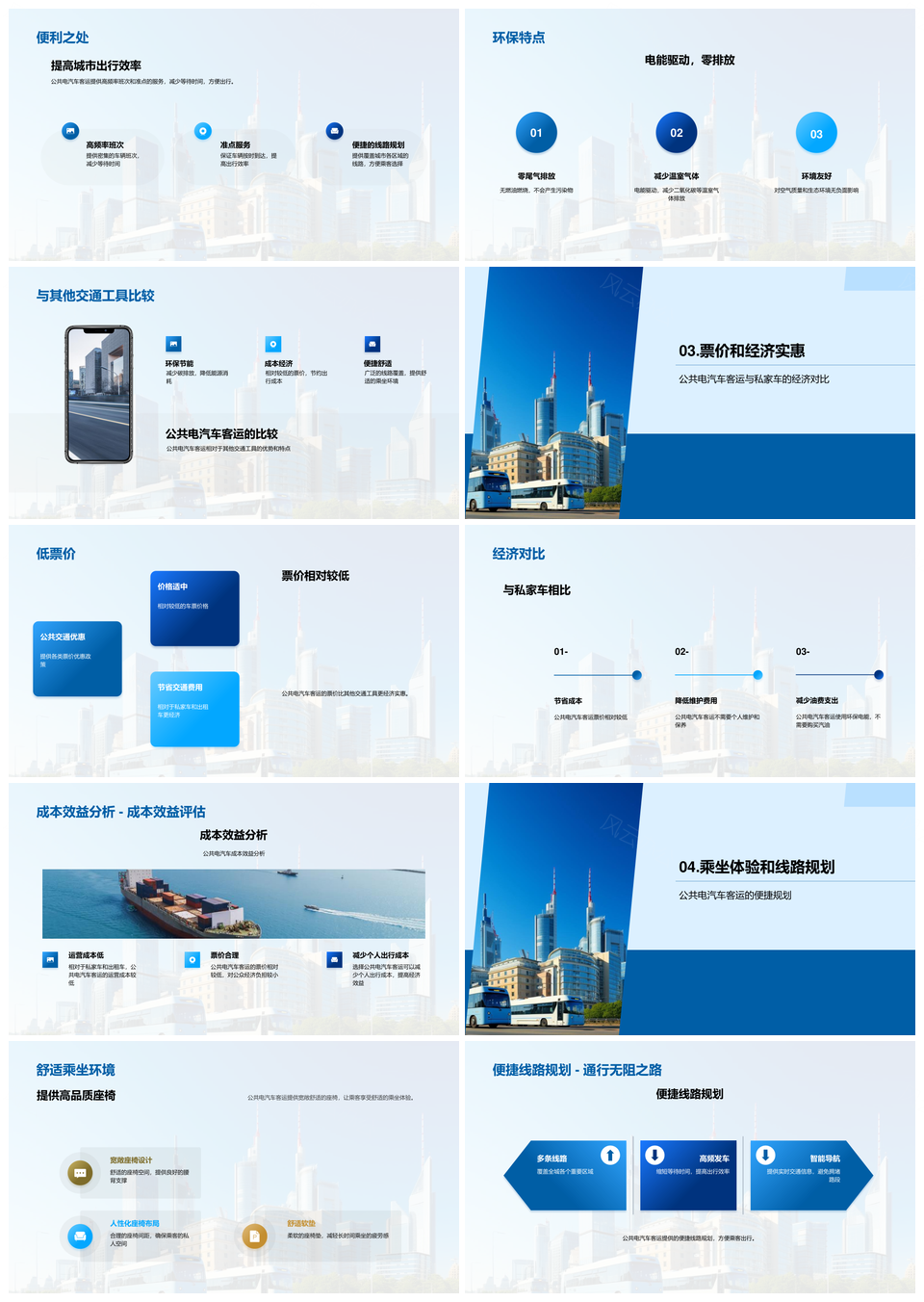 绿色出行公共交通电动巴士发展历程PPT模板