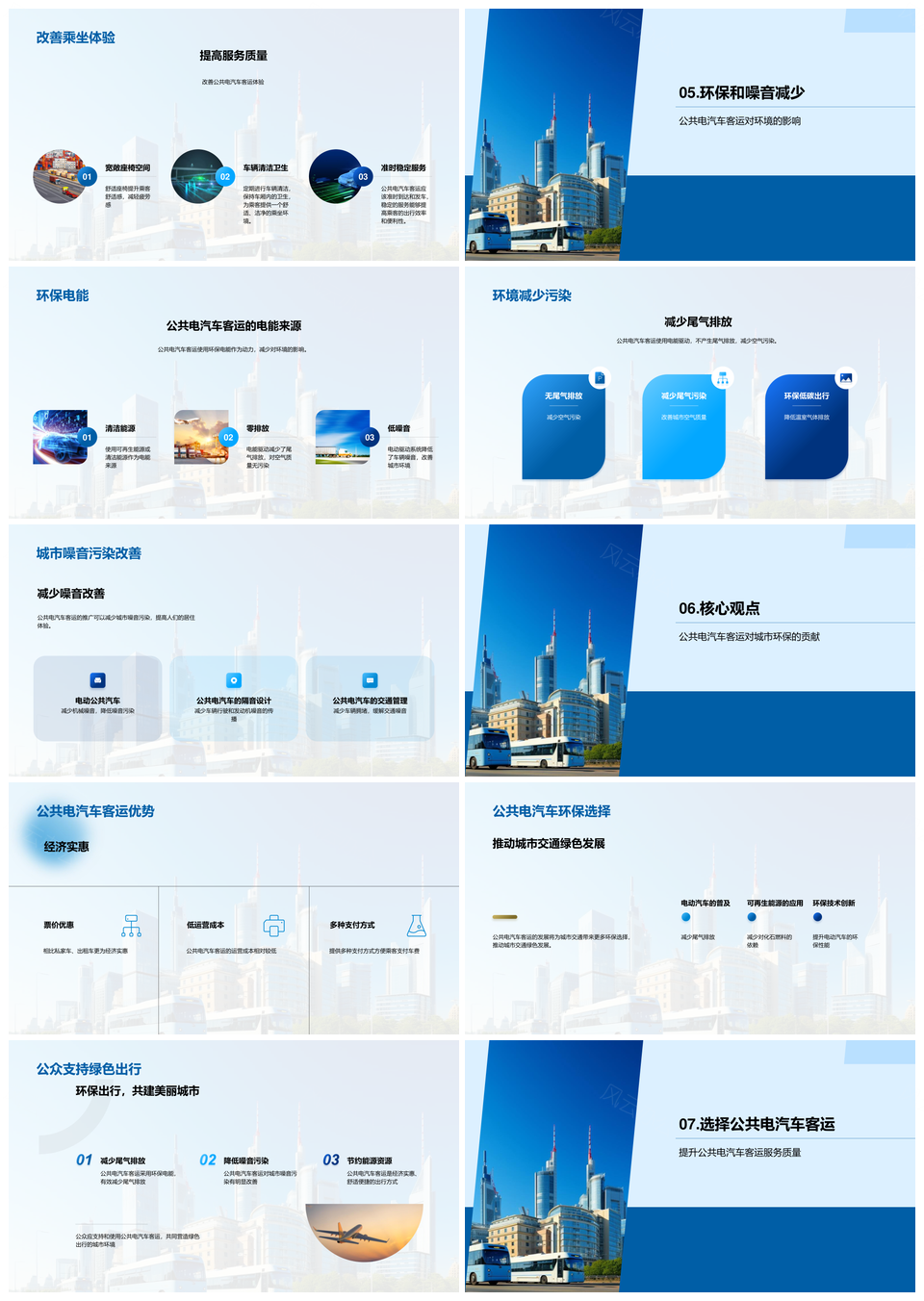 绿色出行公共交通电动巴士发展历程PPT模板