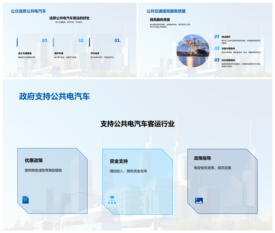 绿色出行公共交通电动巴士发展历程PPT模板