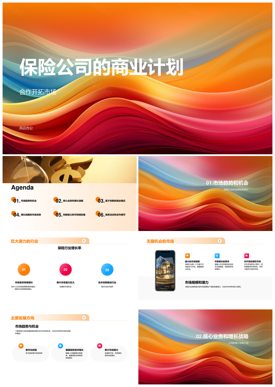 2025保险公司三维金融合作发展趋势商业计划PPT模板