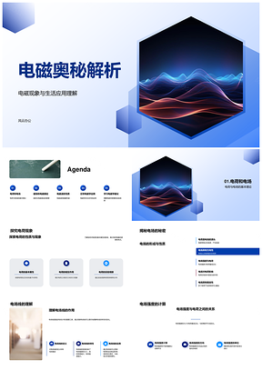 电磁学电荷电场磁场电磁感应定律波探秘PPT模板