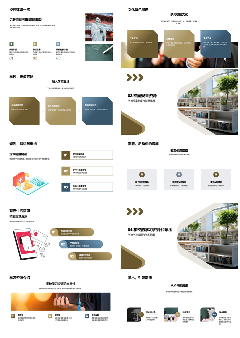 新生导航校园环境文化学术活动互助PPT模板