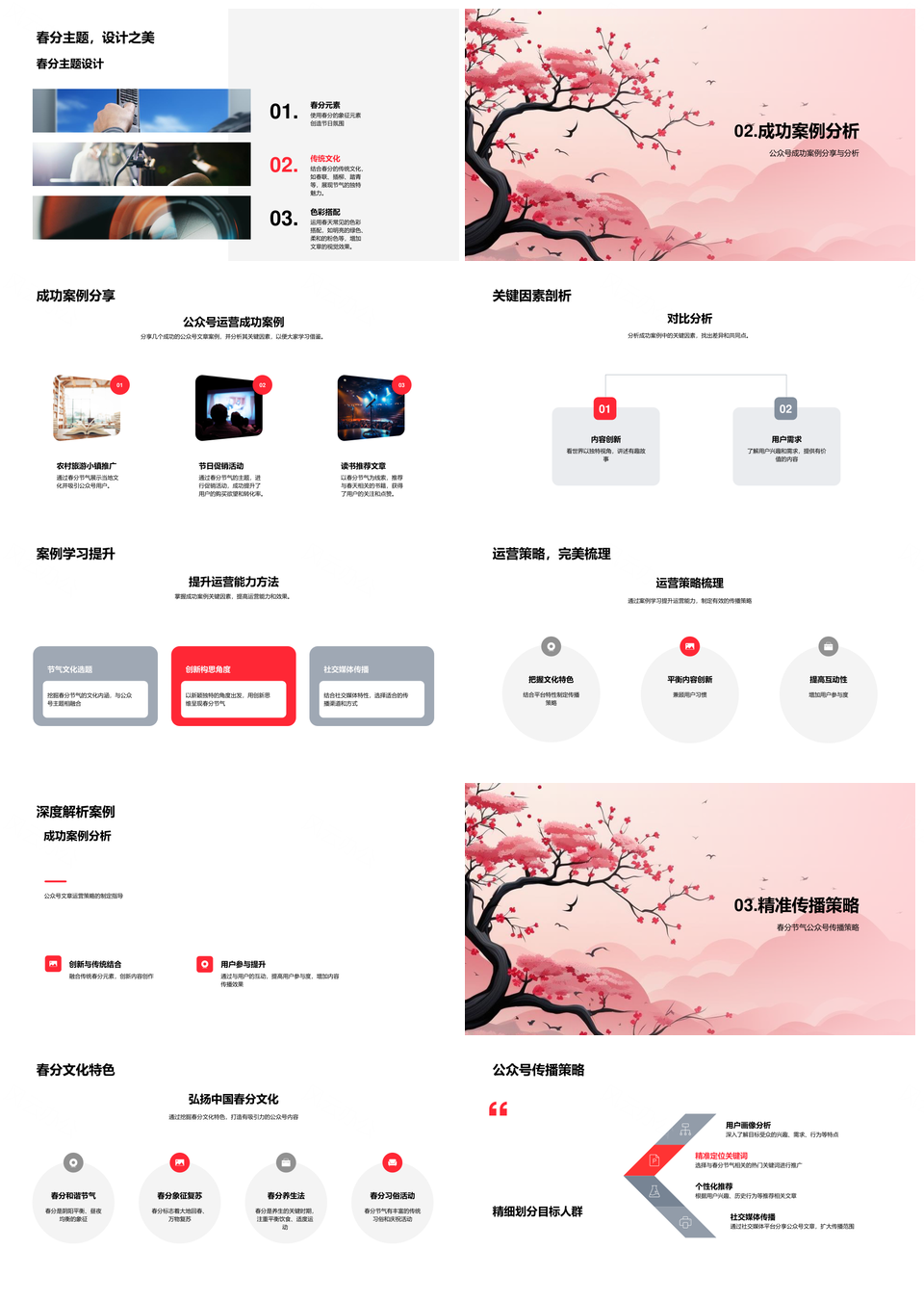 春分公众号樱花文化营销互动策略优化PPT模板