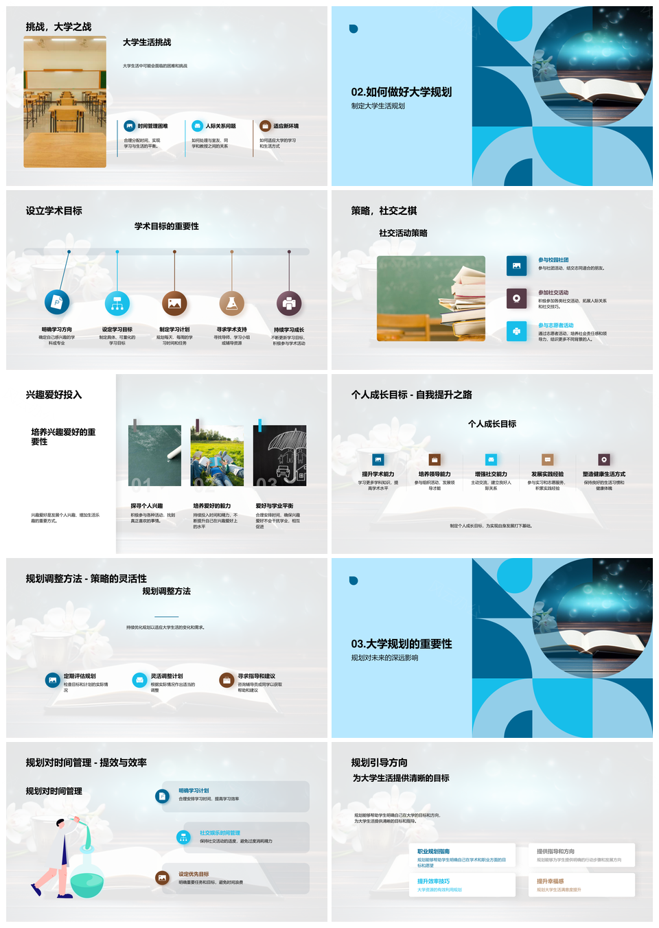 大学生活规划学术社交兴趣平衡目标管理PPT模板