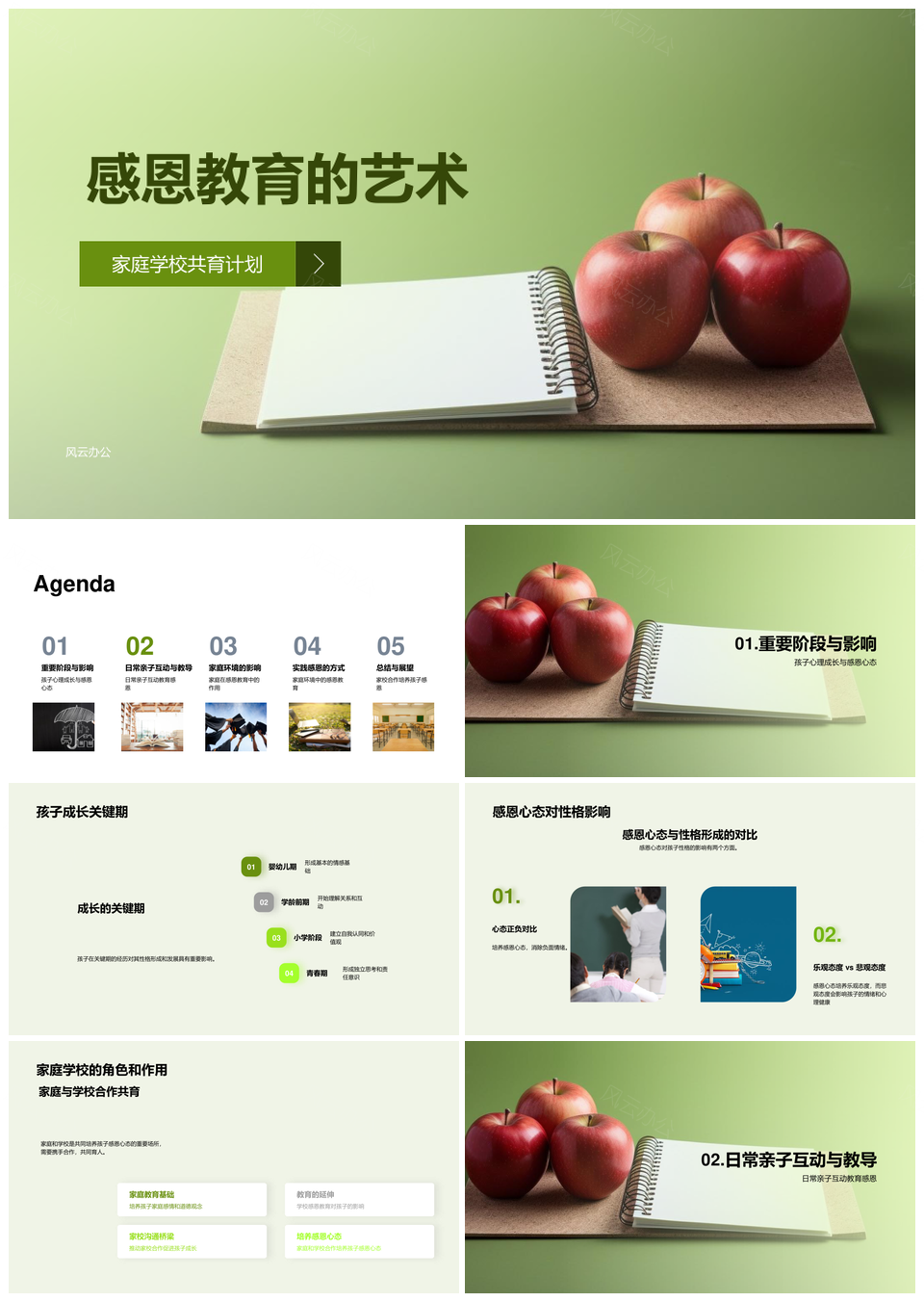 家校共育感恩教育成长之路PPT模板