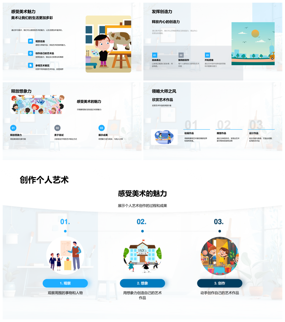 美术基础入门小学教学技法色彩构图审美培养PPT模板