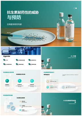 抗生素耐药性威胁预防与生物医学研究PPT模板