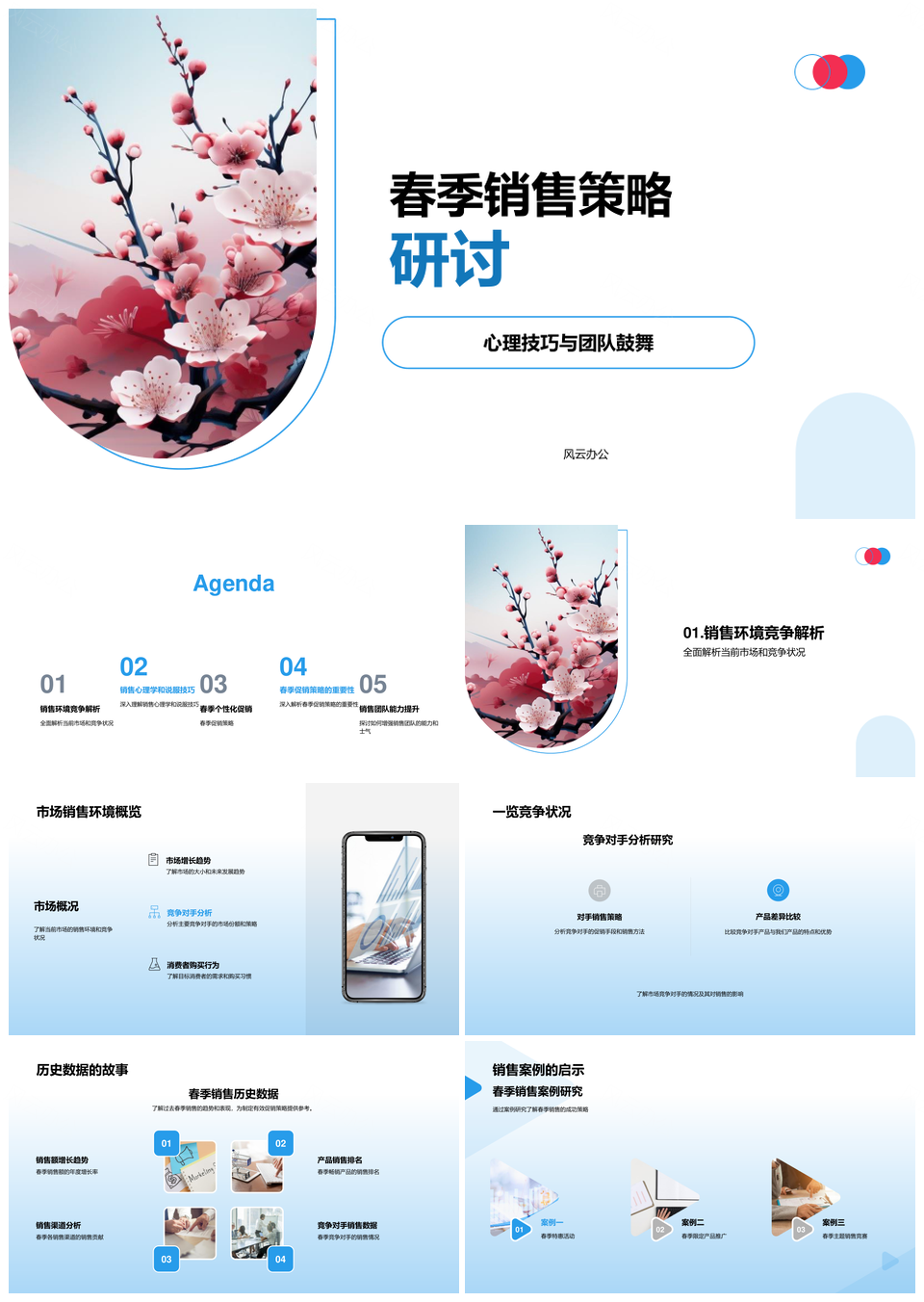 春季樱花销售心理激励团队竞争促销策略PPT模板