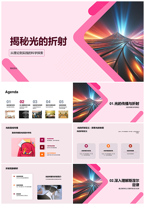 揭秘光折射斯涅尔定律介质应用PPT模板