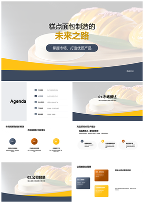 糕点面包企业市场增长趋势与高品质发展历程PPT模板