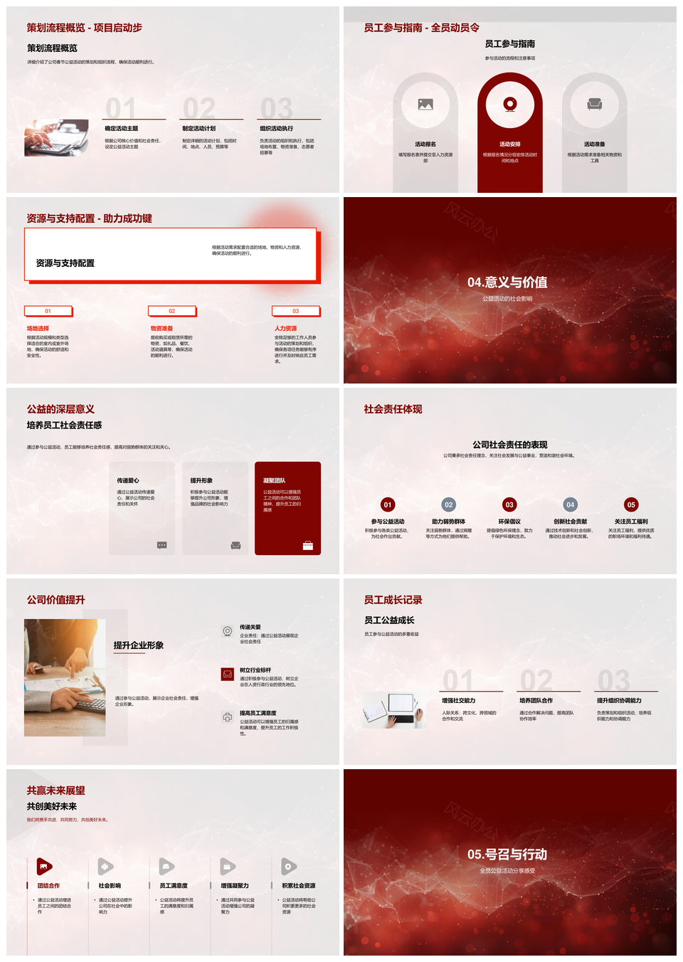 春节公益践行社会责任传承文化员工参与PPT模板