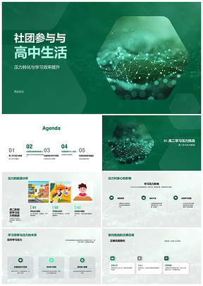 高中社团参与助力压力转化提升学习效率PPT模板