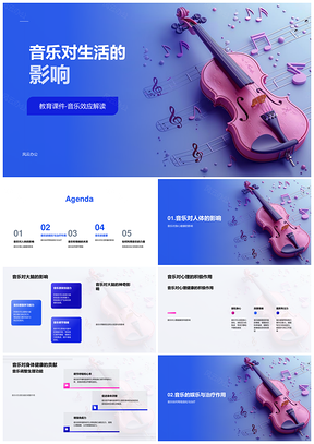 音乐对生活身心脑及情绪影响解读PPT模板