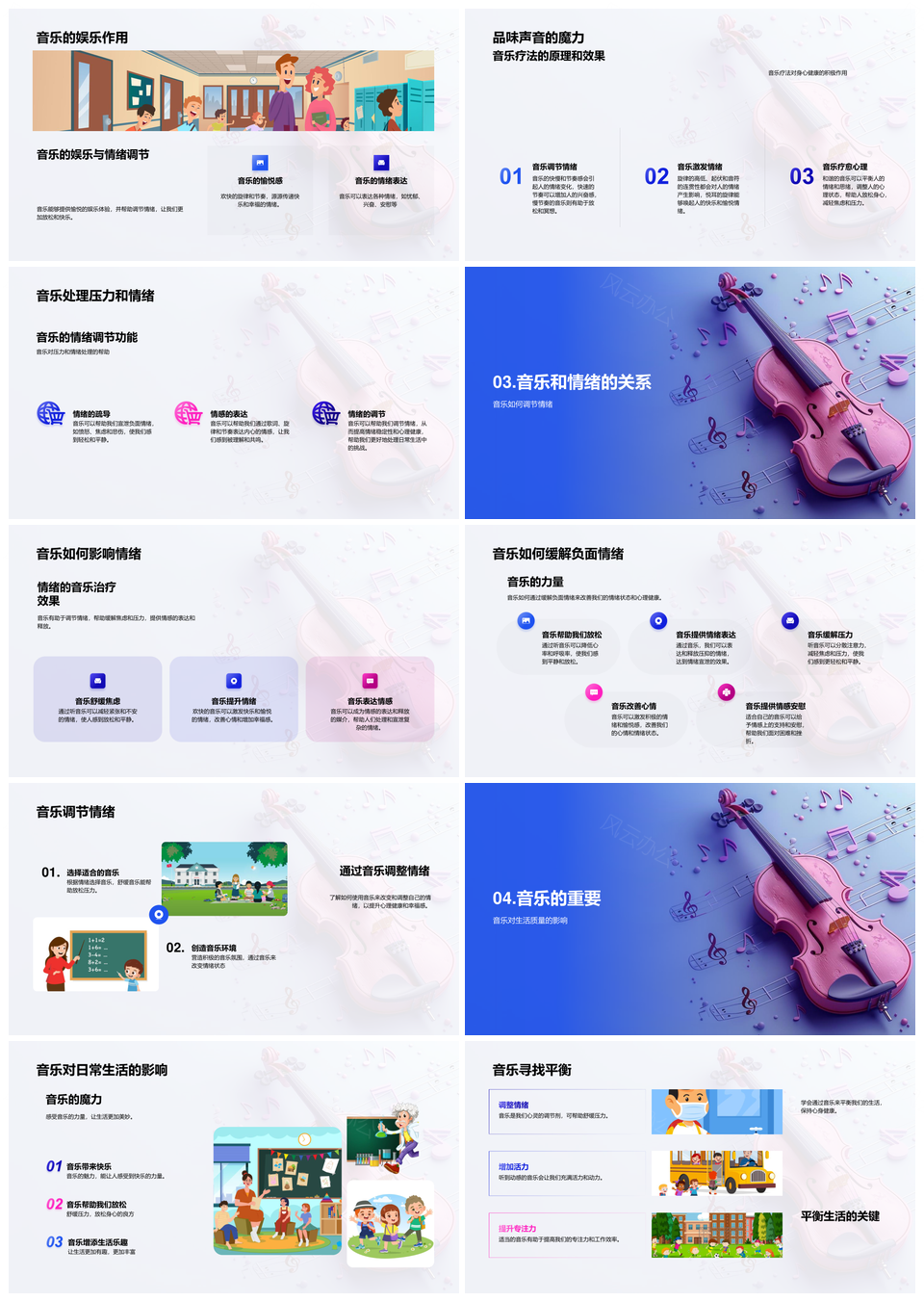 音乐对生活身心脑及情绪影响解读PPT模板