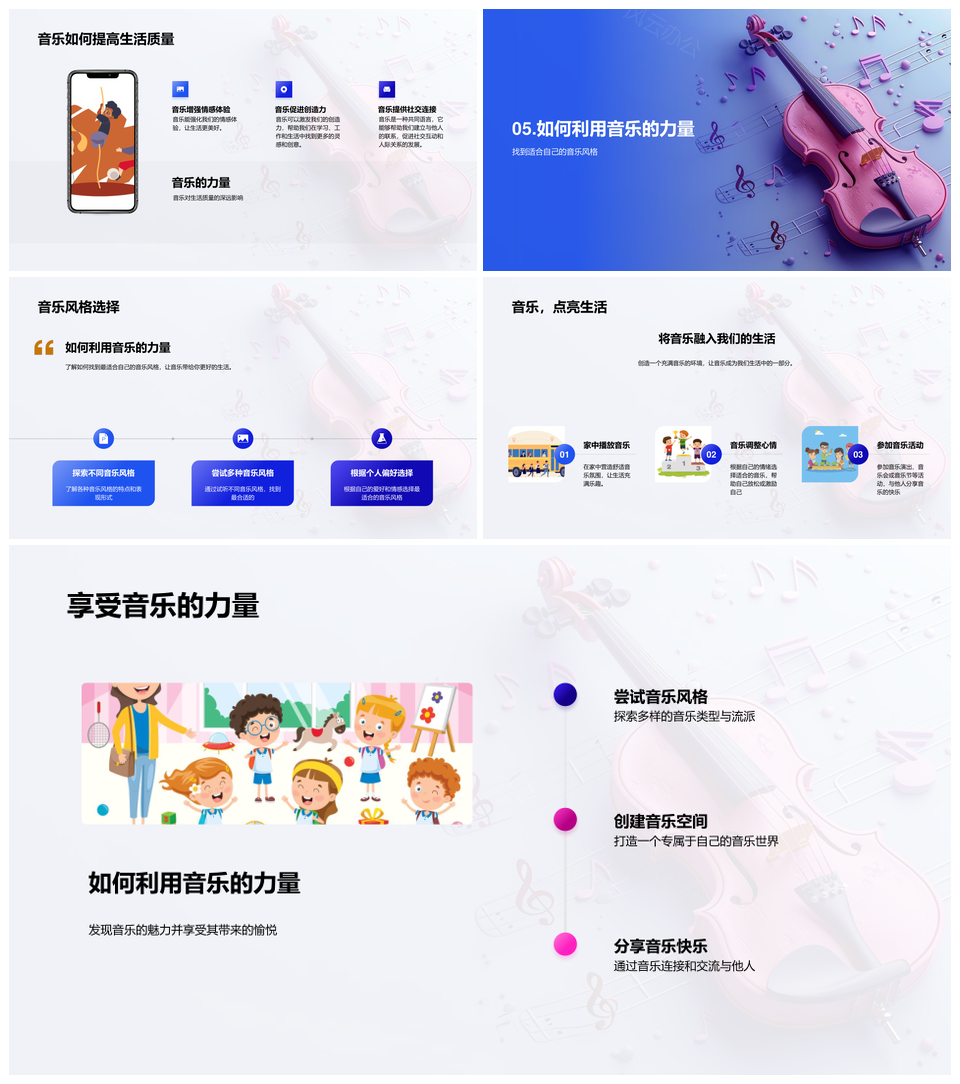 音乐对生活身心脑及情绪影响解读PPT模板