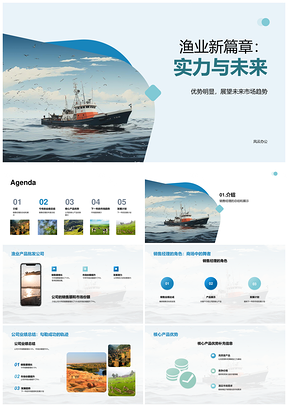 渔业批发年度总结销售经理核心产品渔船优势PPT模板