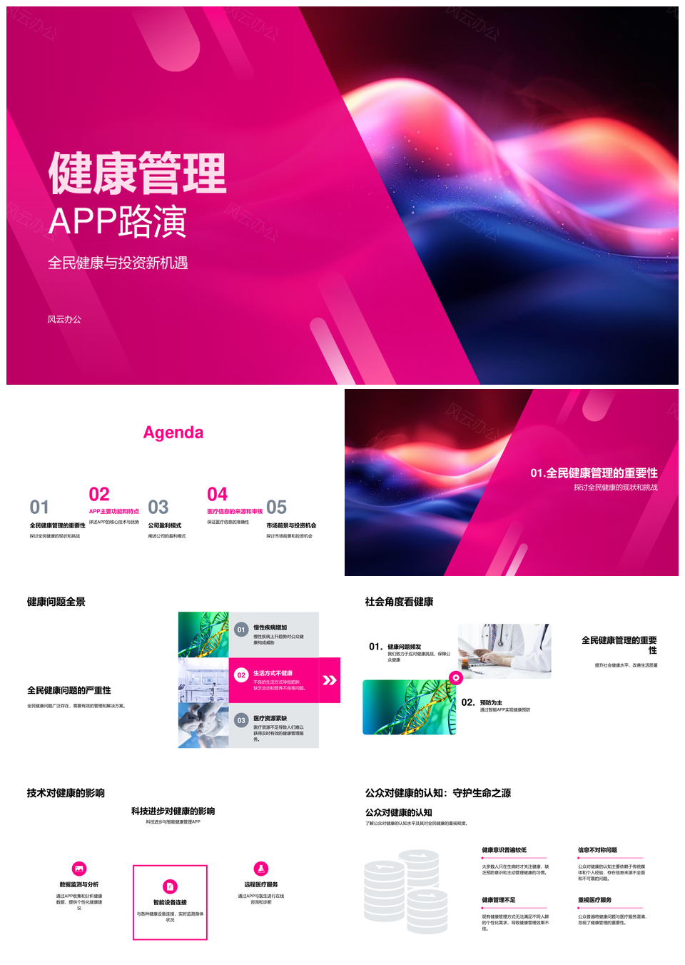 健康管理APP创业路演投资新机遇核心技术收益模式PPT模板