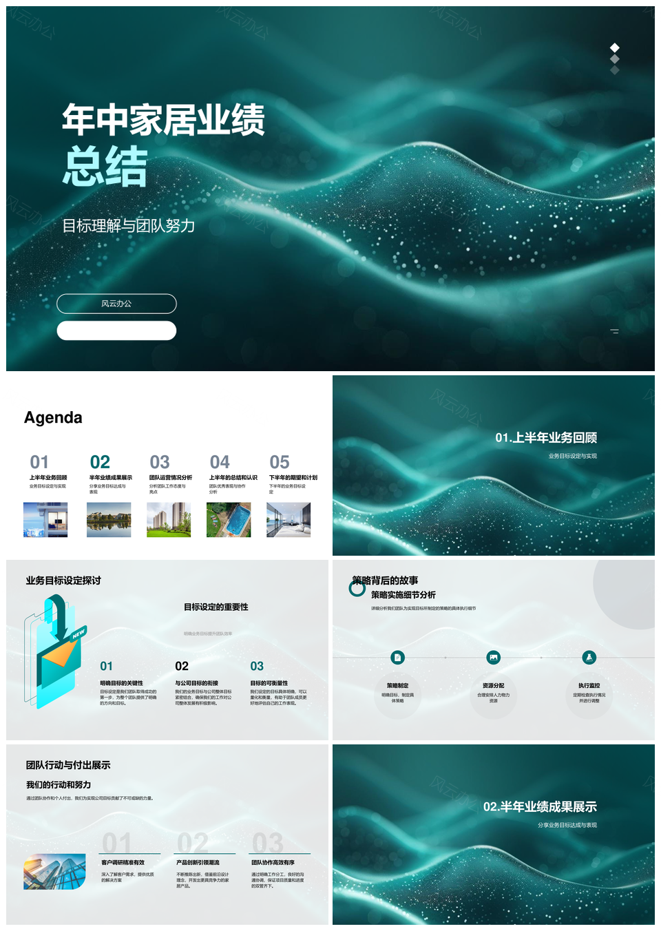家居年中业绩团队策略行业对比总结PPT模板