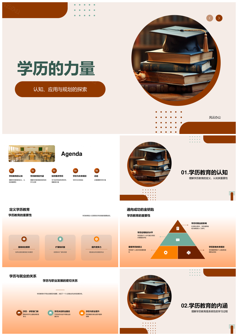 学历教育系统性学习助力就业认知应用规划PPT模板