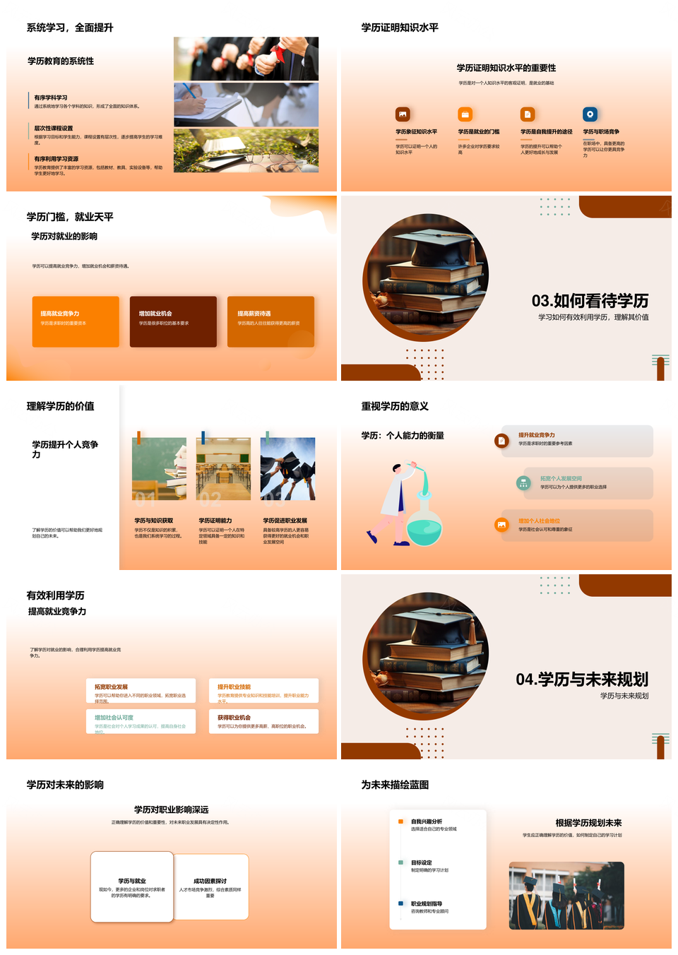 学历教育系统性学习助力就业认知应用规划PPT模板