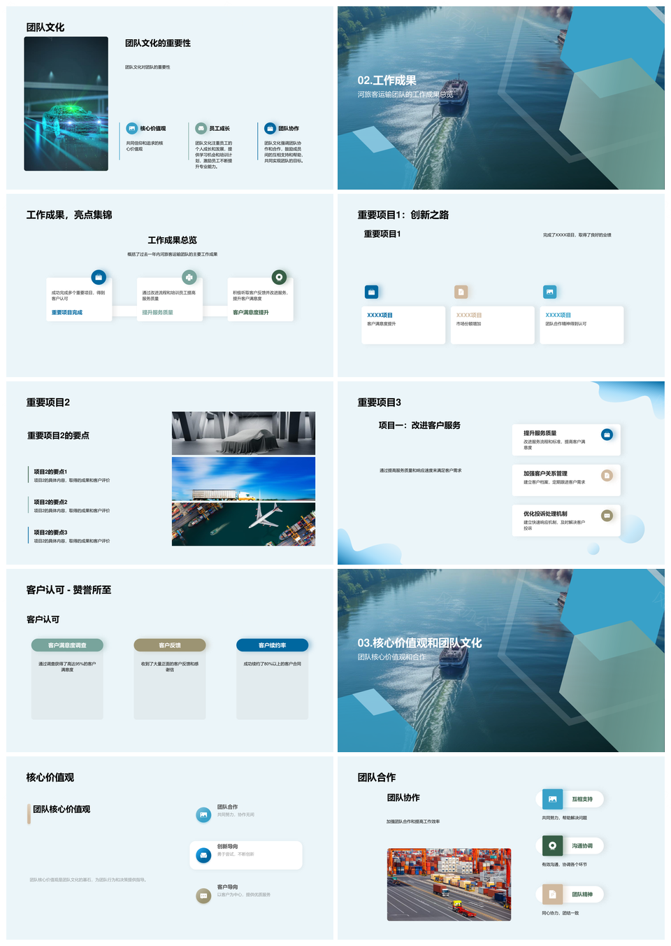 内河客船团队年中总结成果与发展计划PPT模板