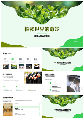 植物光合生长开花人类共生地球生机PPT模板