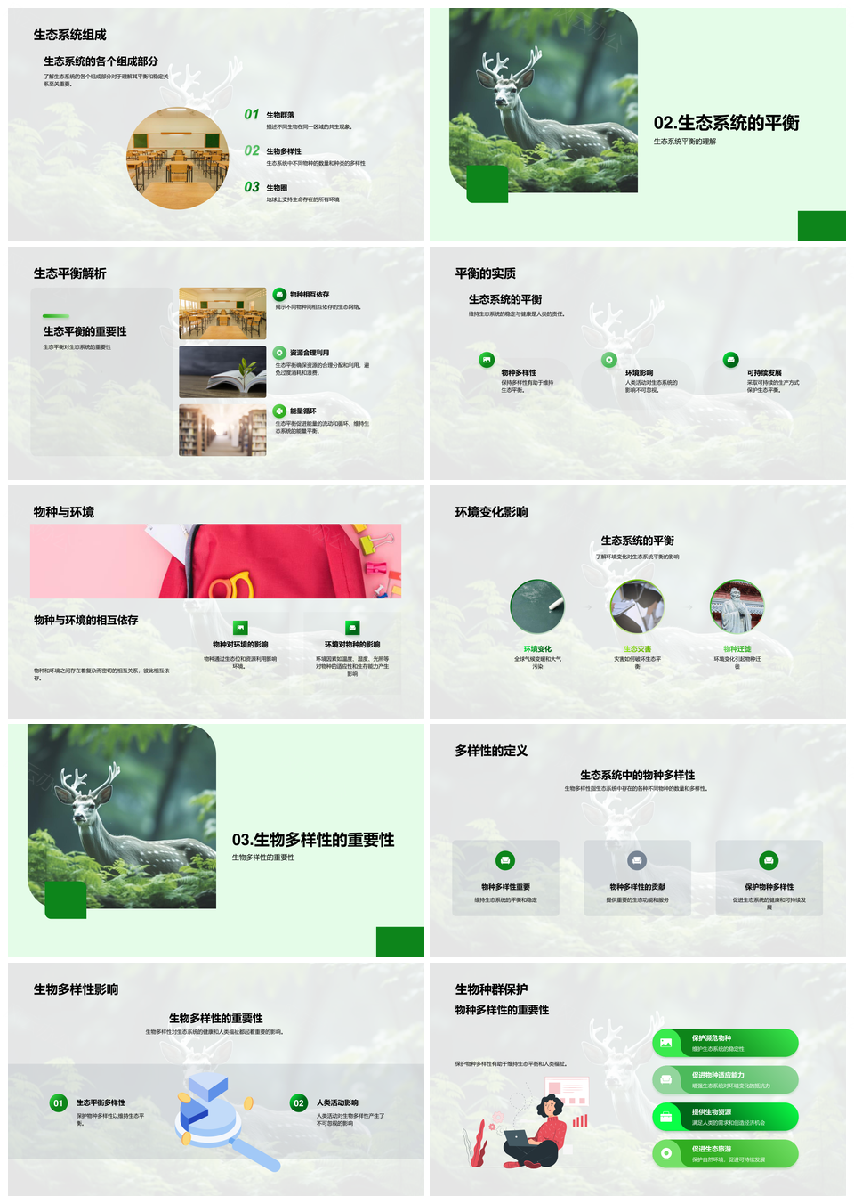 维护生态平衡护生物多样性环保行动保森林PPT模板