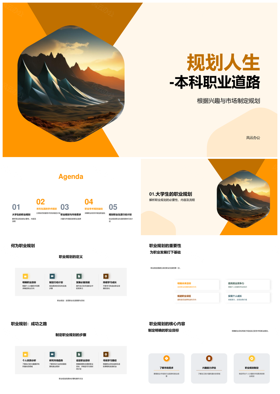 本科职业学术规划结合市场需求实践目标PPT模板