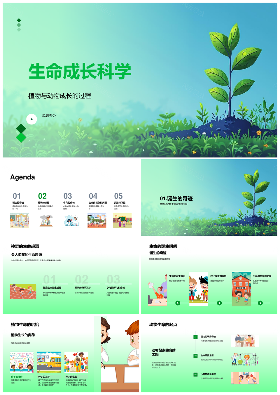 生命成长科学动植物生长孵化起源奥秘PPT模板