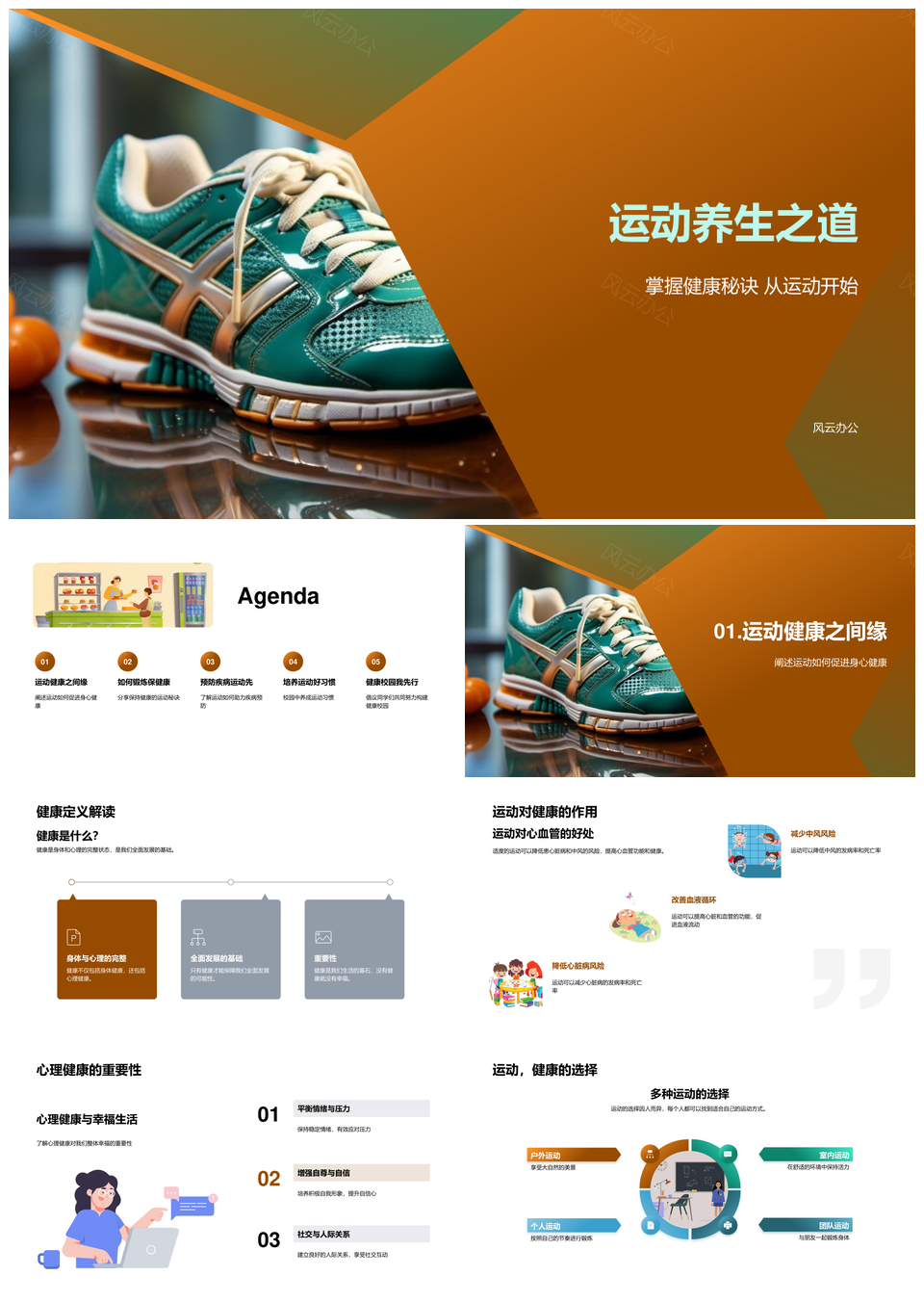 运动养生选练频率强度益防病护健康PPT模板