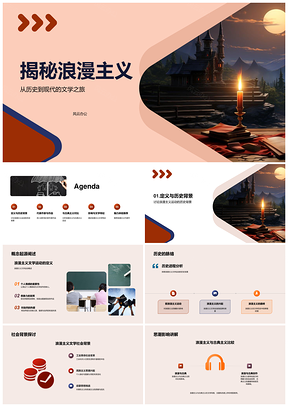 浪漫主义文学古典背景文化特质名家影响现代PPT模板