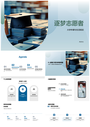 逐梦志愿申学职涯规划协作毕业PPT模板