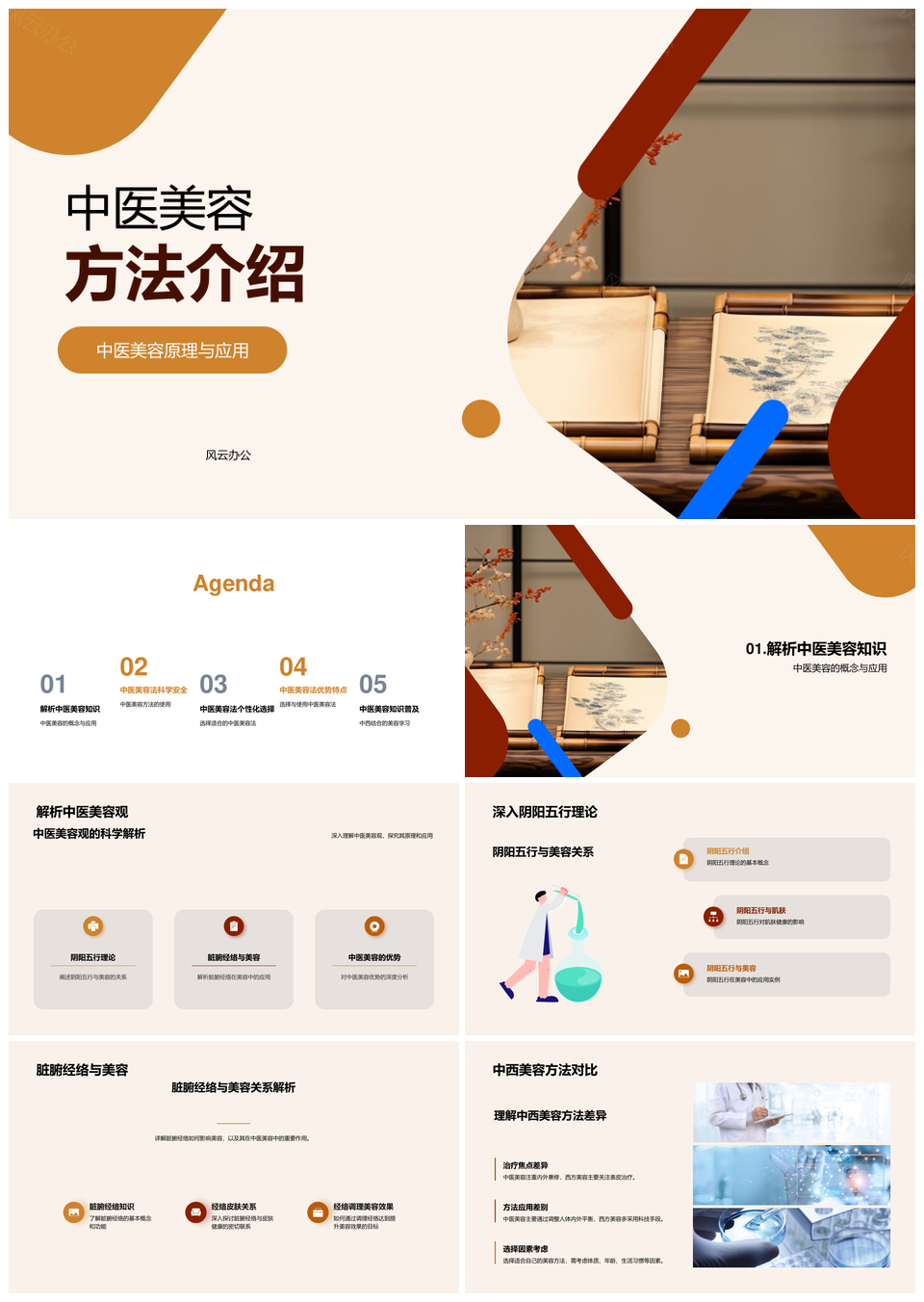 中医美容科学解析阴阳脏腑对比西方体质平衡PPT模板
