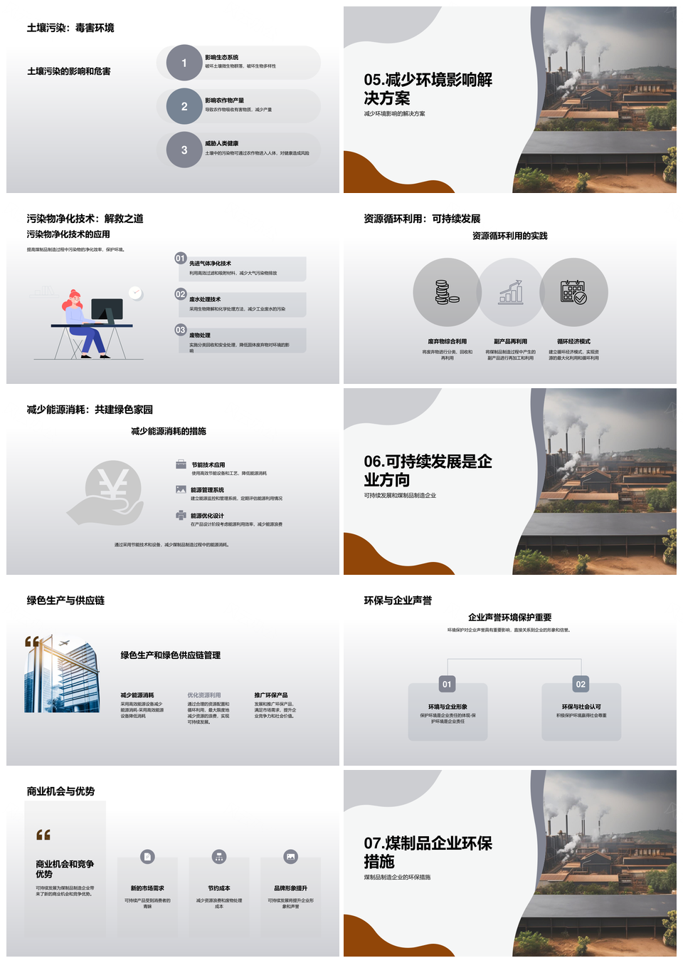 煤制品制造污染治理绿色可持续发展PPT模板