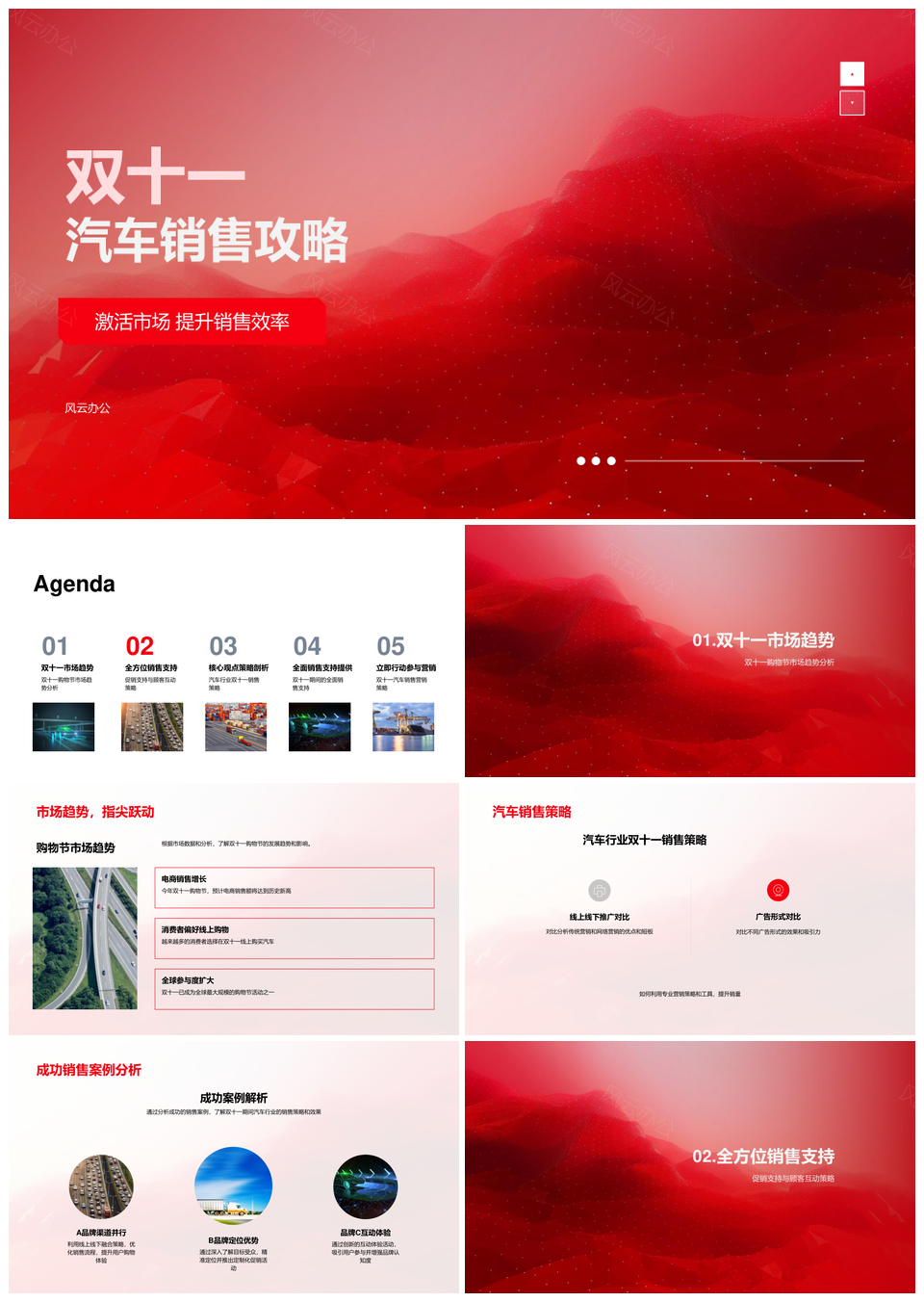双十一汽车销售策略促销支持市场趋势线上营销顾客互动PPT模板