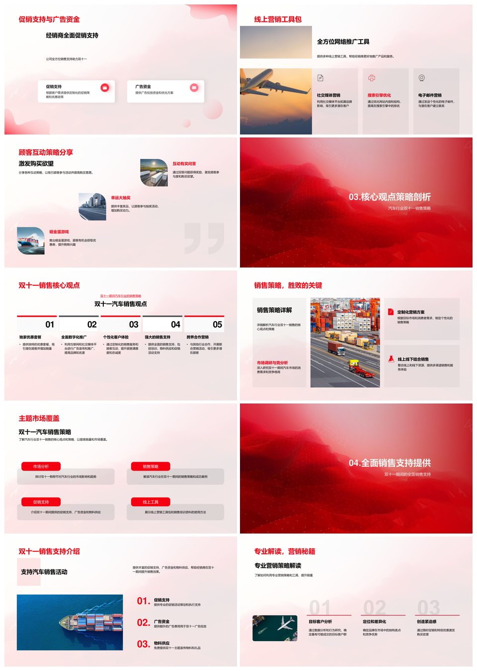双十一汽车销售策略促销支持市场趋势线上营销顾客互动PPT模板