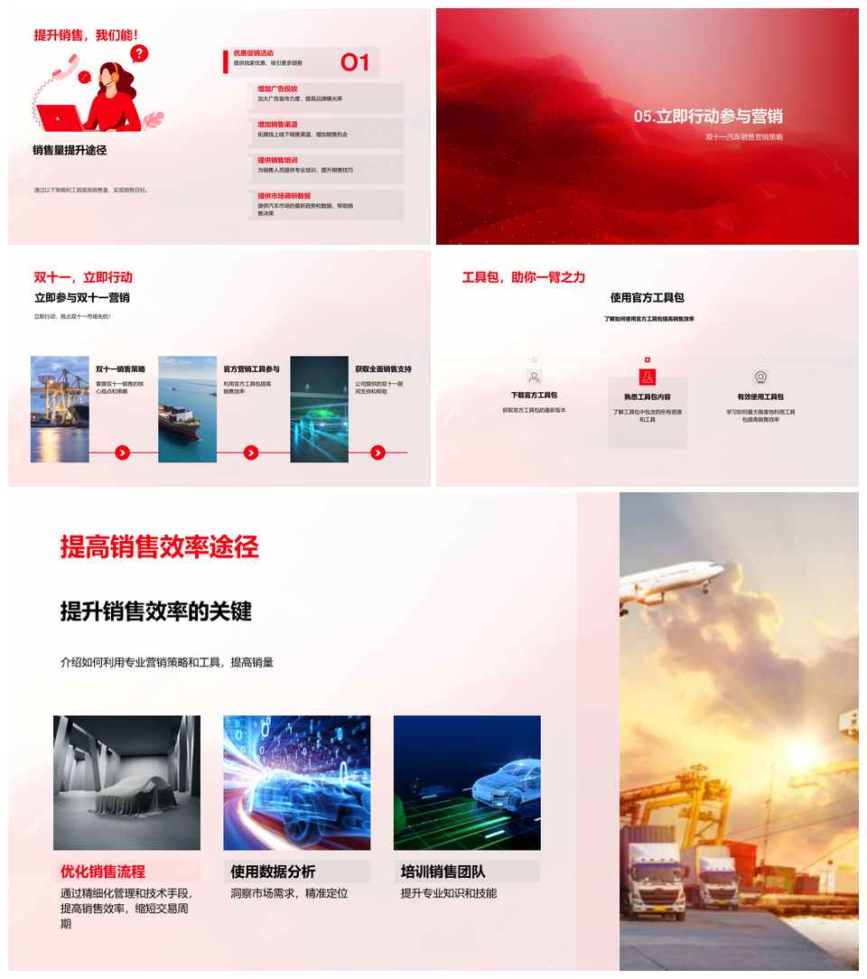 双十一汽车销售策略促销支持市场趋势线上营销顾客互动PPT模板