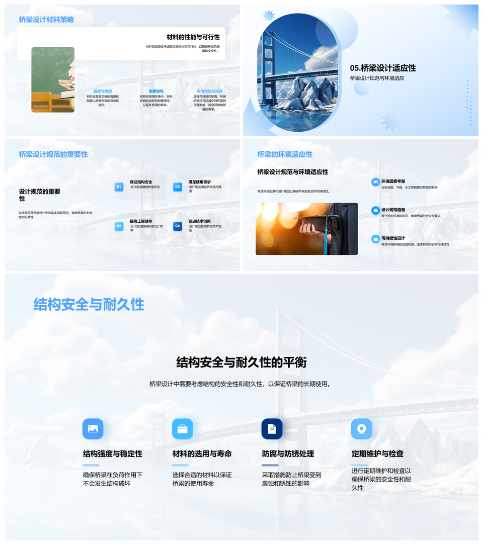 悬索桥工程力学与桥梁材料结构设计PPT模板