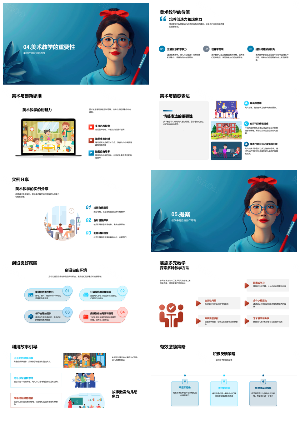 幼儿美术教学创新思维创造力培养PPT模板
