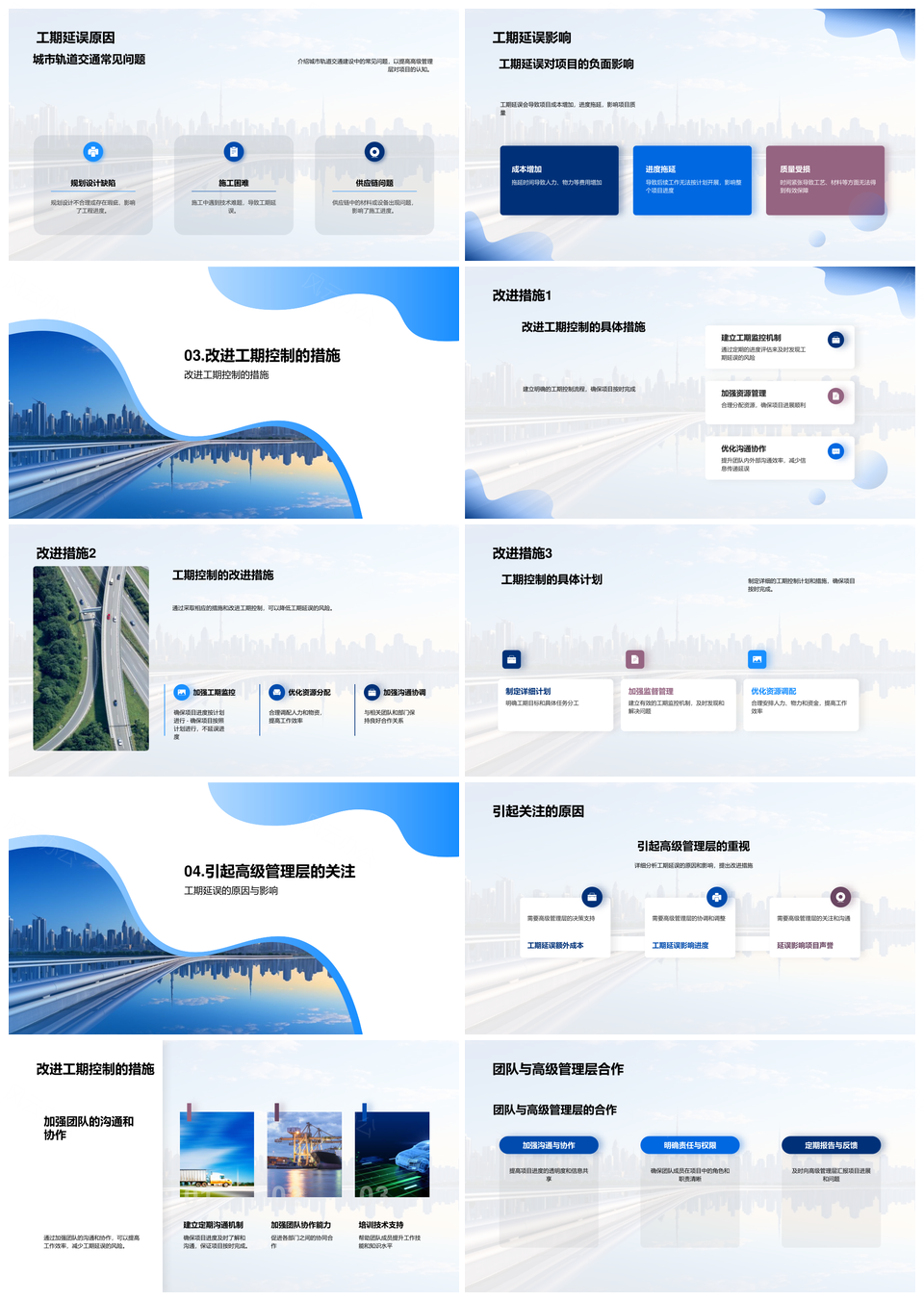 轨道工期延误分析管理交通影响城市天际线PPT模板