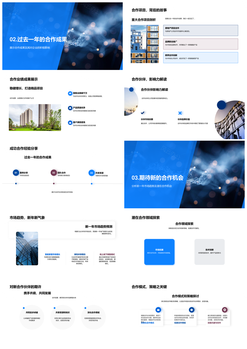 房产合作年度总结公司发展市场业绩趋势文化项目PPT模板