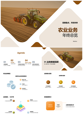 农业业务年终总览增长市场扩展新策略麦田PPT模板