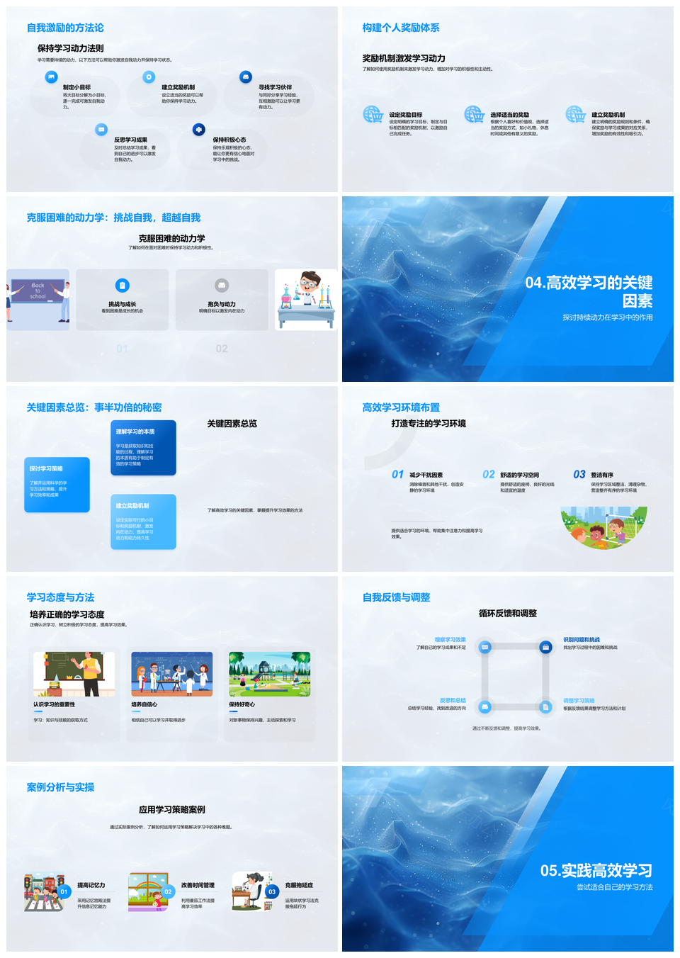 高效学习方法时间管理策略记忆动力计划奖励PPT模板