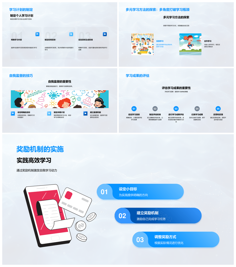 高效学习方法时间管理策略记忆动力计划奖励PPT模板