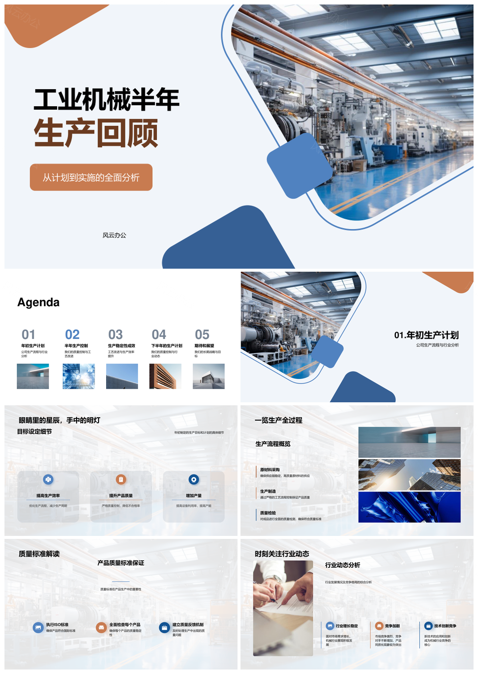 工业机械半年生产流程质控行业动态回顾PPT模板